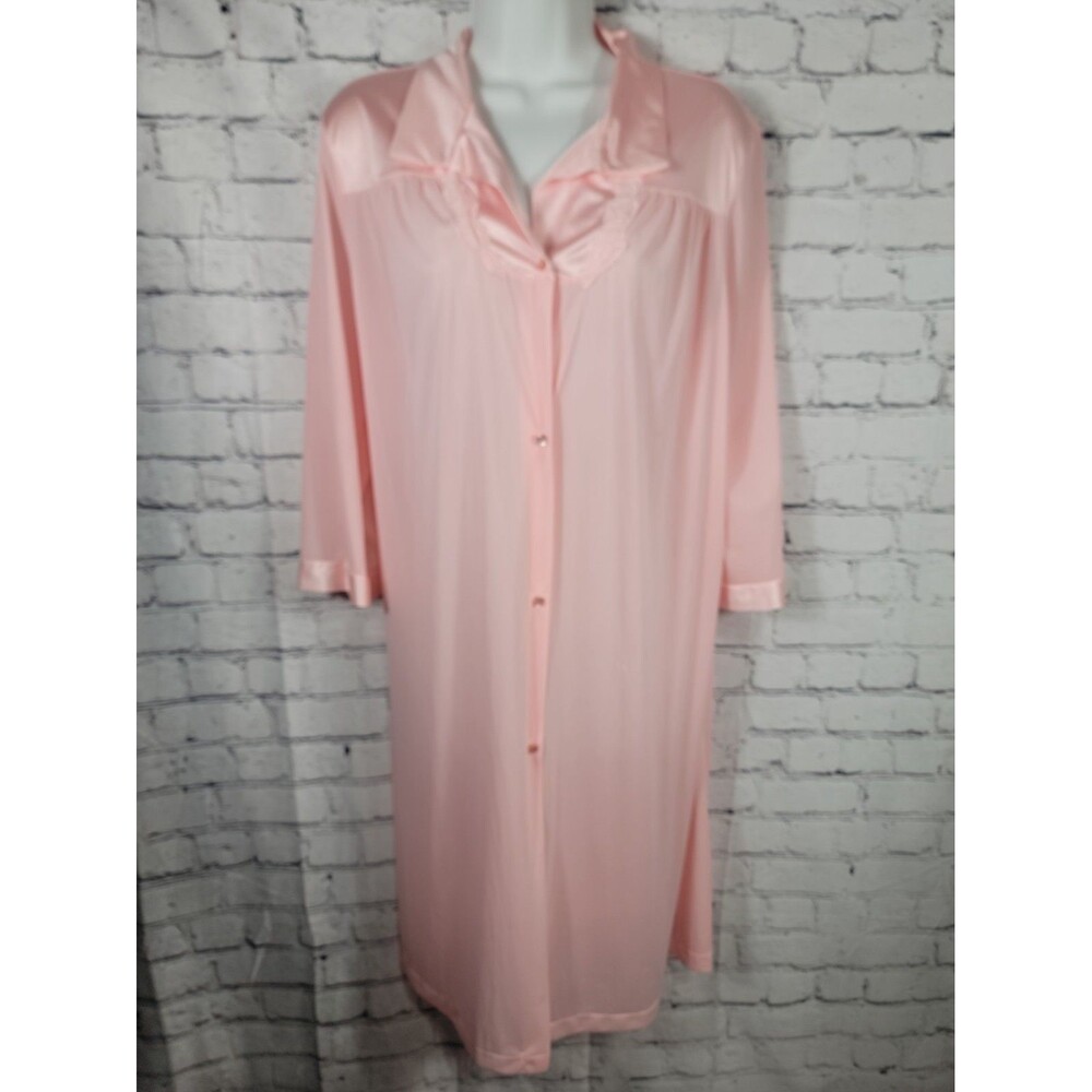 Vintage Vanity Fair Pink Polyester Nightgown Robe Housecoat Womens Size L
